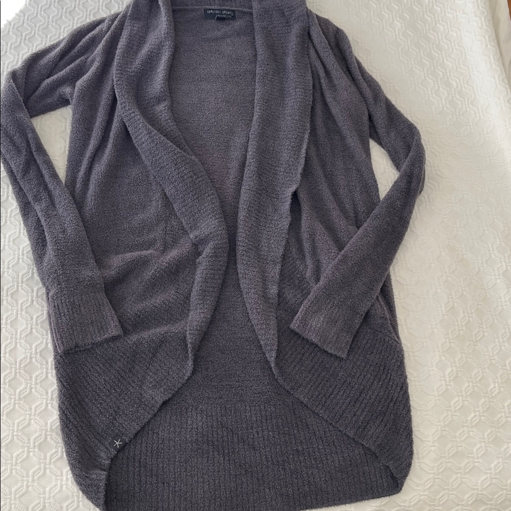 Barefoot Dreams CozyChic Circle Cardigan Women's Charcoal Open Front - Picture 7 of 10